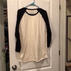 Black and White Raglan Sleeve Men's Shirt